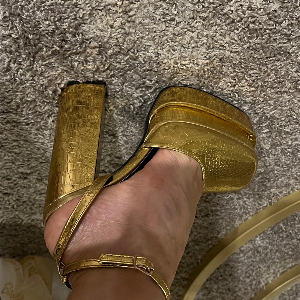 Public Desire Gold Platform Shoes - Picture 3 of 3